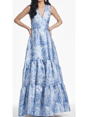 New Sachin Babi Rori Floral Sleeveless Gown In Blue Multi Size 16W $998